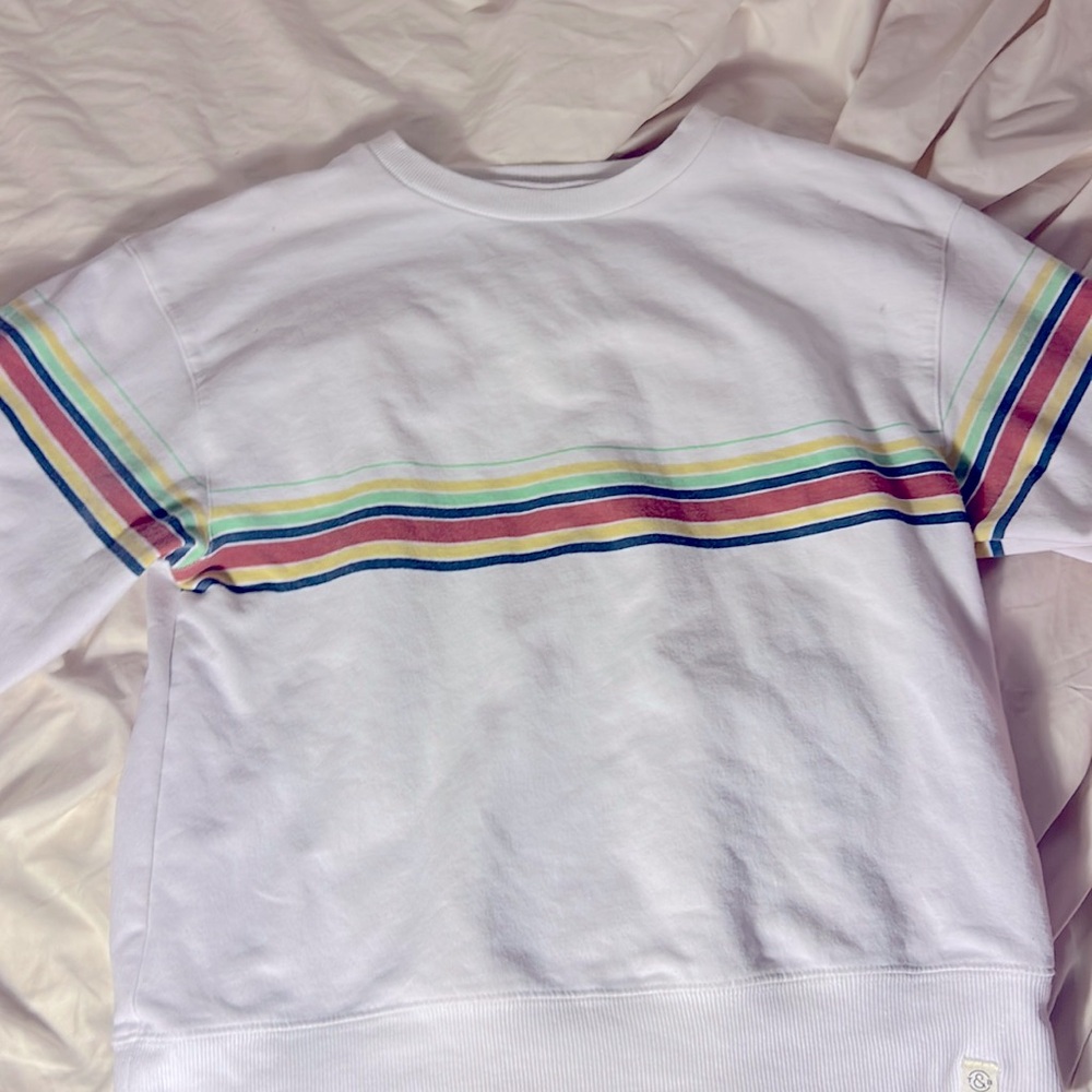 Treasure & Bond kid’s unisex sweater white and colored stripes